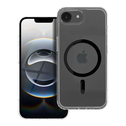 Case for iPhone 16e (SE 4 2025) Drop Glue Colorful Ring Mag Cover compatible with MagSafe black