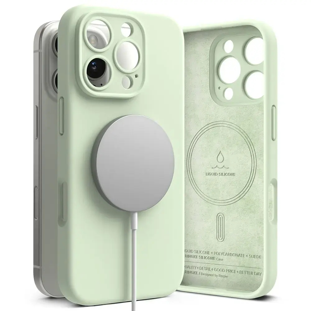 RINGKE SILIKONA MAGNĒTISKAIS MAGSAFE IPHONE 16 PRO MAX SOFT MINT