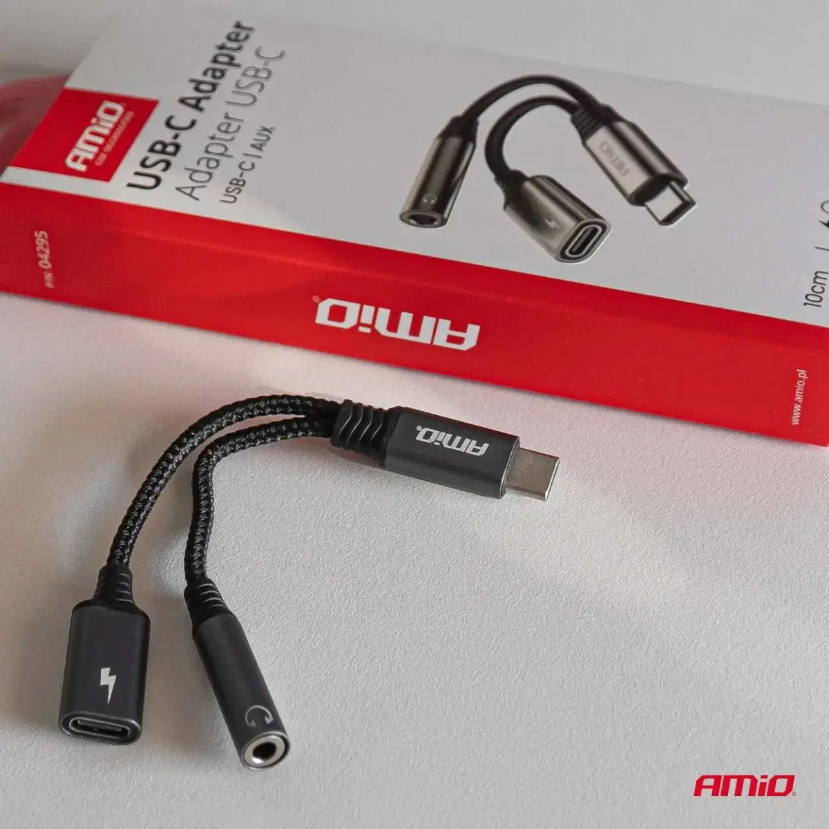 USB-C TO TYPE USB-C + Mini Jack 3.5mm Female Adapter 10cm AMIO-04295
