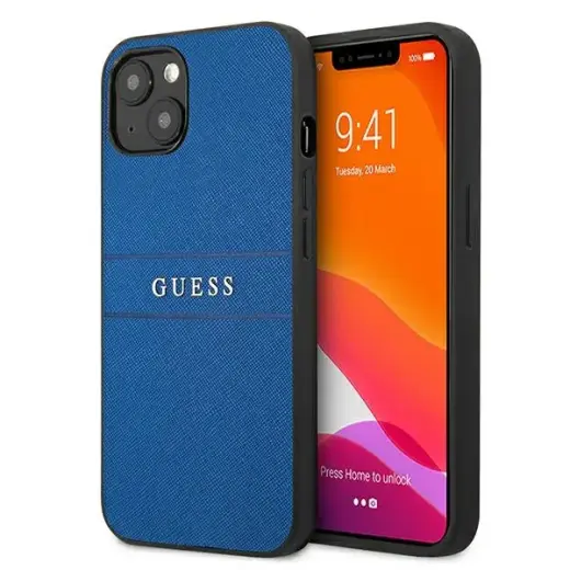 GUHCP13MPSASBBL Guess PU Leather Saffiano Case for iPhone 13 Blue