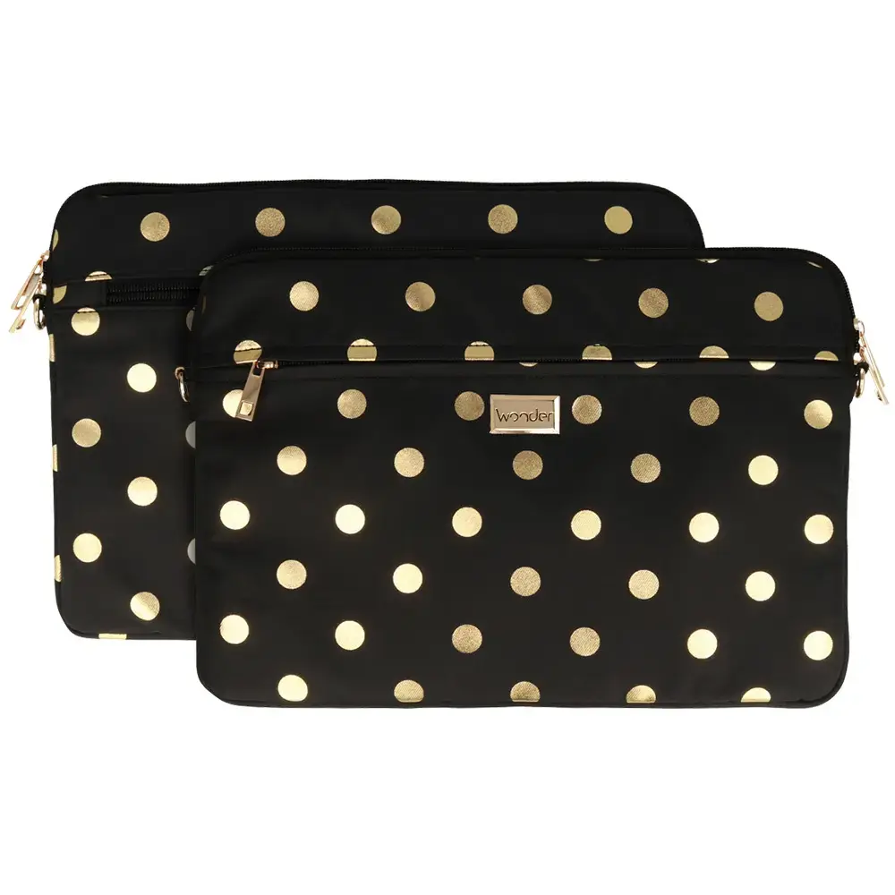 Wonder Sleeve Laptop 17 inches gold polka-dot
