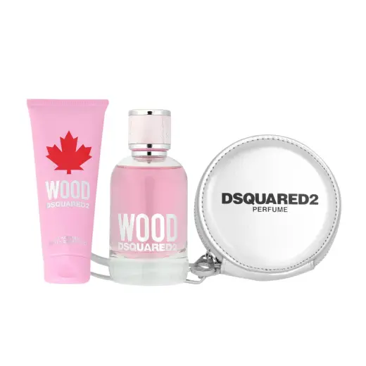 Set Dsquared 2: Wood, Eau De Toilette, For Women, 100 ml + Wood, Shower Gel, 100 ml + Dsquared, GWP Textile Pouch, Silver