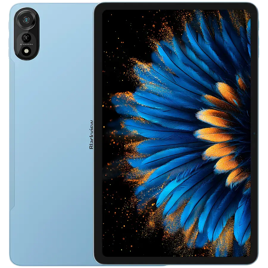 Blackview MEGA 2 SET LTE 12-inch FHD+IPS 1200x2000 60Hz 12GB+256GB Unisoc T615 Octa-core 1.6GHz Cam Front 8MP Rear 16MP 9000mAh+Charging 18W Fast / Cable Film Case Stylus Mouse Keyboard EN Netflix HD Android 15 Ice Blue