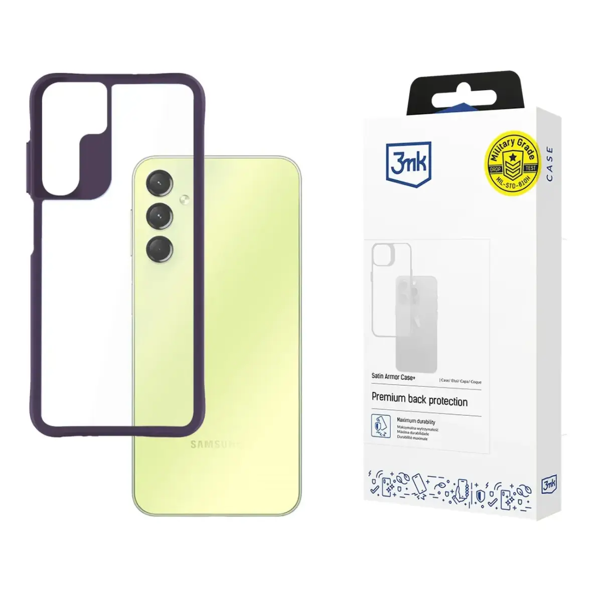 3mk Satin Armor Case+ Purple for Samsung Galaxy A25 5G - transparent
