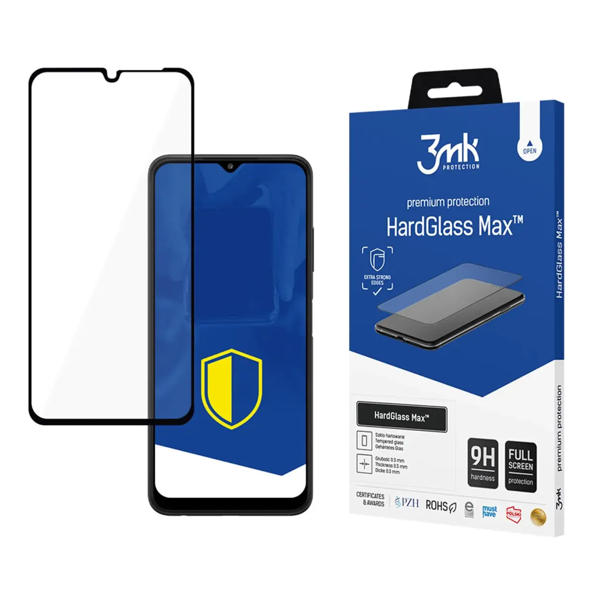 3mk HardGlass Max aizsargstikls telefona ekrānam Galaxy A22 5G ar uzstādīšanas rāmi
