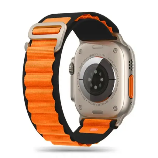 Tech-Protect Nylon Pro Strap for Apple Watch 4 | 5 | 6 | 7 | 8 | 9 | SE | Ultra 1 | 2 (42|44|45|49 mm) - Black & Orange