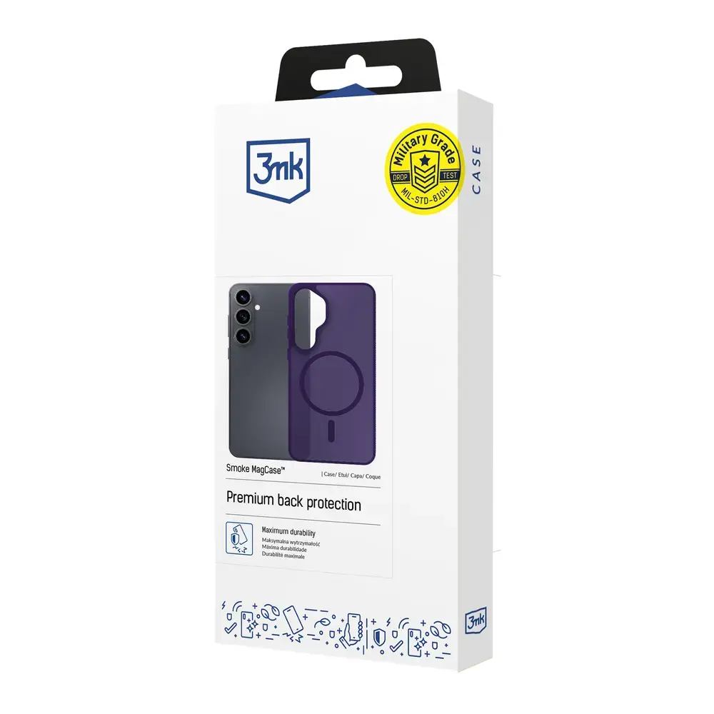 3mk Smoke MagCase maciņš ar MagSafe atbalstu telefonam Samsung Galaxy S25 Ultra (S938) violets caurspīdīgs