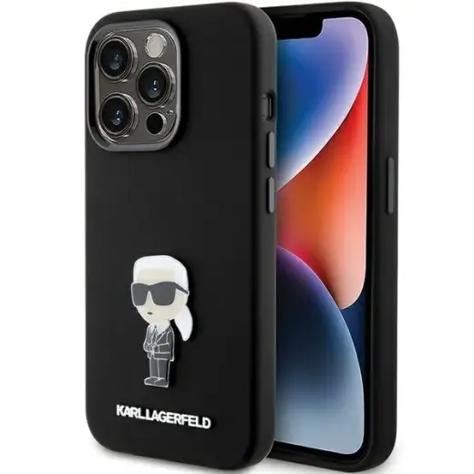 Karl Lagerfeld KLHCP15XSMHKNPK iPhone 15  Pro Max 6.7" czarny|black Silicone Ikonik Metal Pin