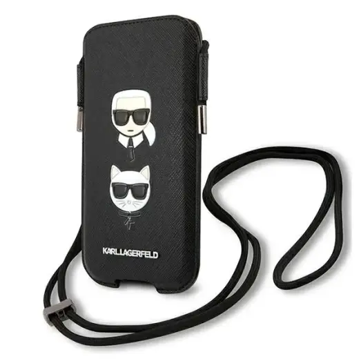Karl Lagerfeld Choupette Head Saffiano PU Pouch L Black