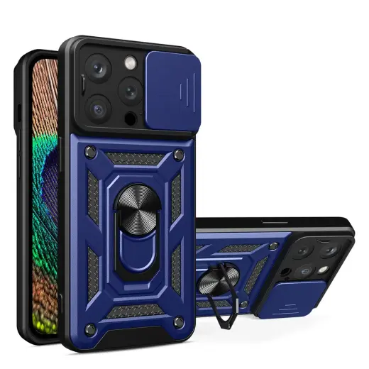 Hybrid Armor Camshield phone case for iPhone 14 Pro blue (with camera lens protection)