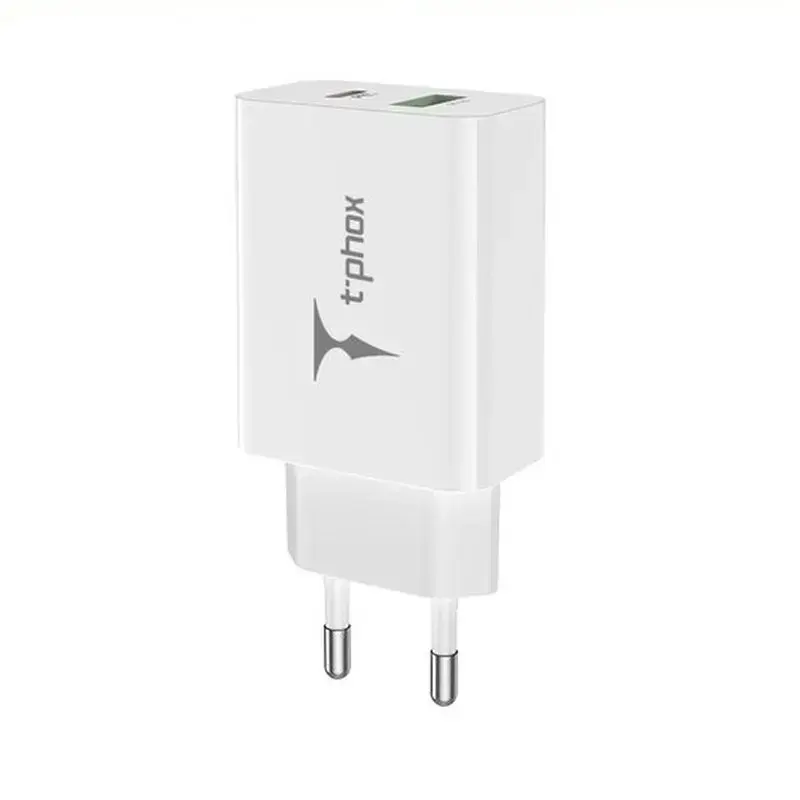 T-Phox Speedy tīkla lādētājs | 20W | PD, QC | USB-C, USB-A | balts