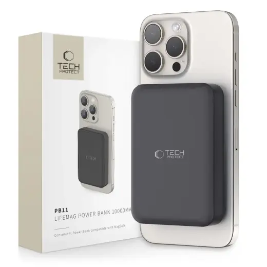 Tech-Protect LifeMag PB11 ārējais akumulators (powerbank) | 10000 mAh | 18W | USB-C, MagSafe | melns