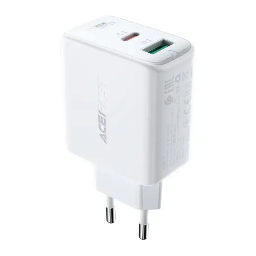 Acefast A5 travel charger | 32W | PPS, PD, QC 3.0 | USB-C, USB-A | white