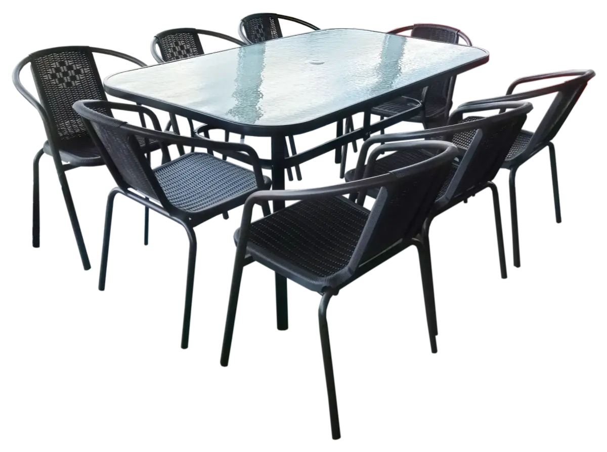 Dārza komplekts, galds ar 8 krēsliem