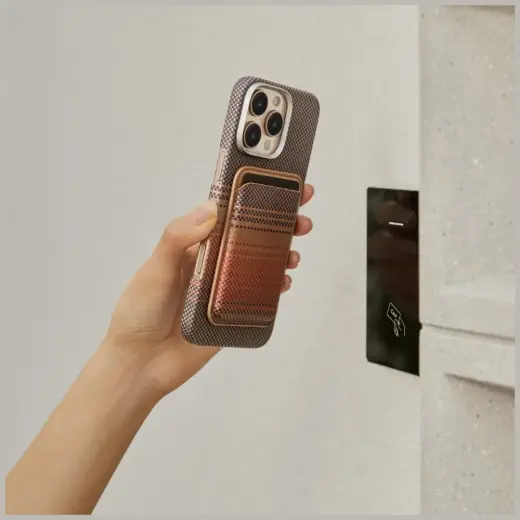 Magnetic wallet PITAKA Woven Wallet MagSafe for phone sunset Photo