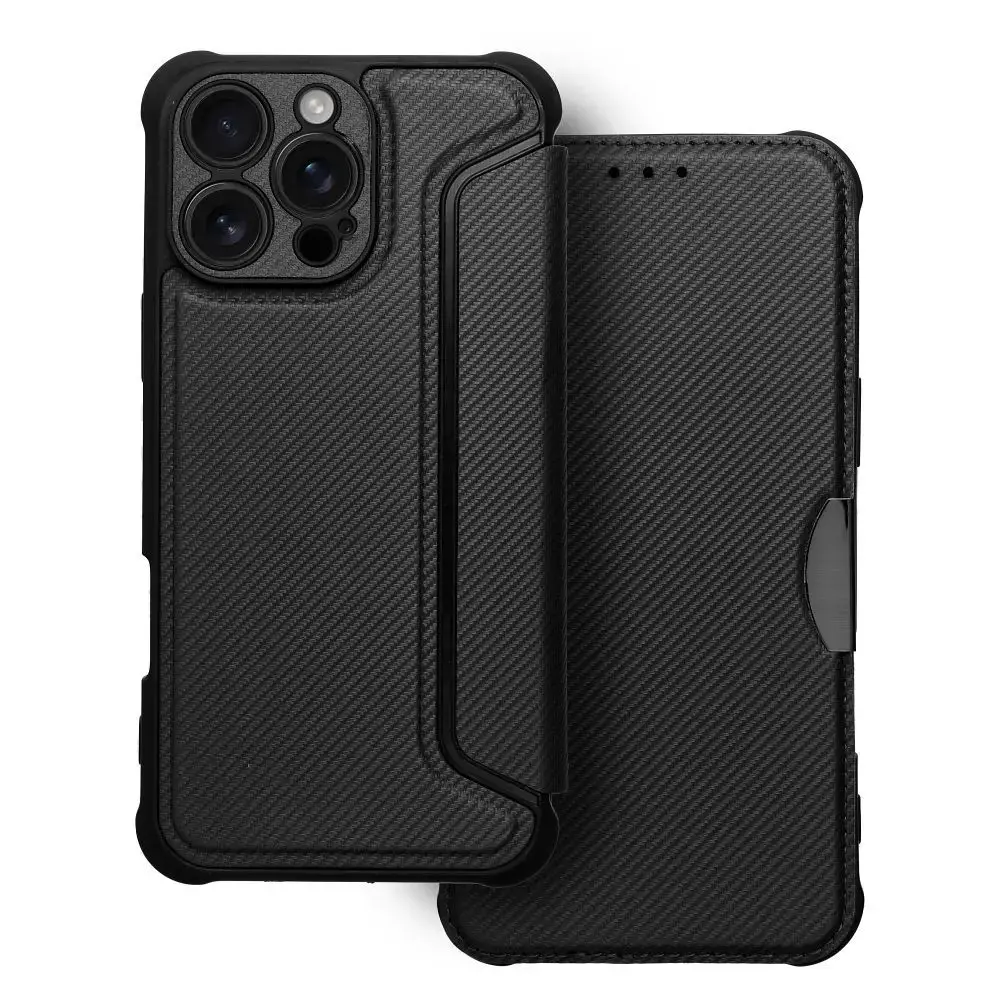 RAZOR grāmatveida maciņš telefonam iPhone 16 Pro Max melns