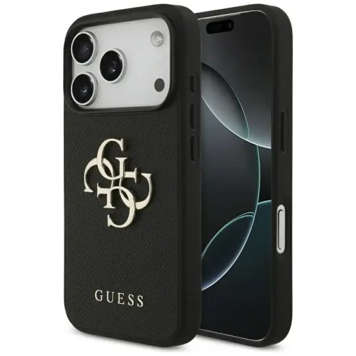 Etui Guess Grained Big 4G & Classic Logo  do iPhone 17 Pro czarny
