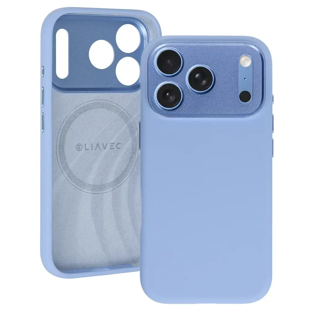 Liavec Silk Shield Case with Metal Camera Frame for iPhone 18 Pro Max/17 Pro Max light blue