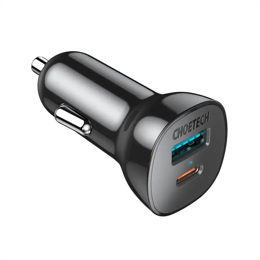 Choetech TC0005 car charger | 36W | PD, QC | USB-C, USB-A | black