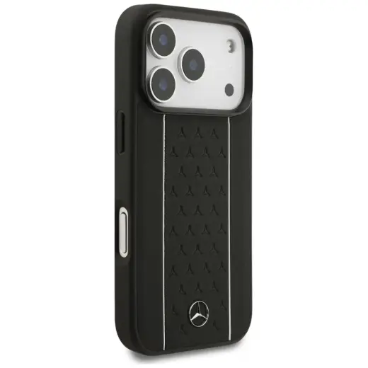 Etui Mercedes Leather Star Pattern        Stripes MagSafe do iPhone 17 Pro czarny