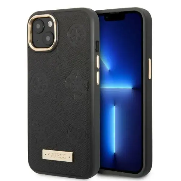 Guess GUHMP13MSAPSTK iPhone 13 6,1" czarny|black hardcase Peony Logo Plate MagSafe