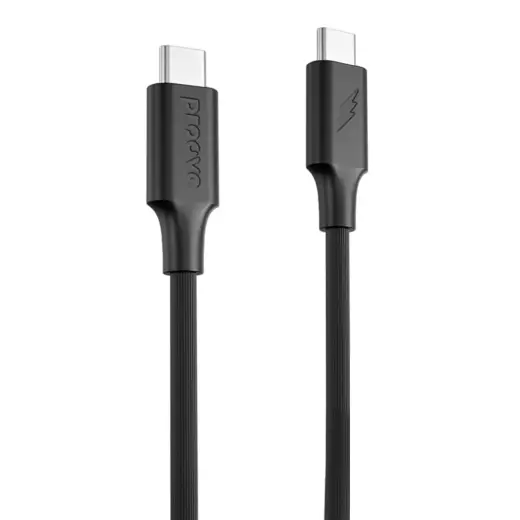 Proove Striped Silicone data transfer and charging cable | USB-C to USB-C | 60W | 1m | black