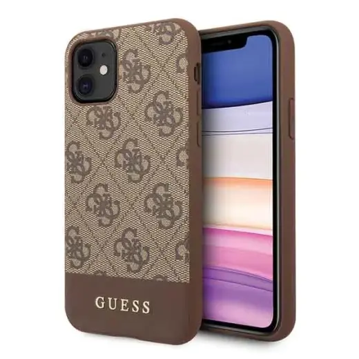 GUHCN61G4GLBR Guess 4G Stripe Cover for iPhone 11 Brown