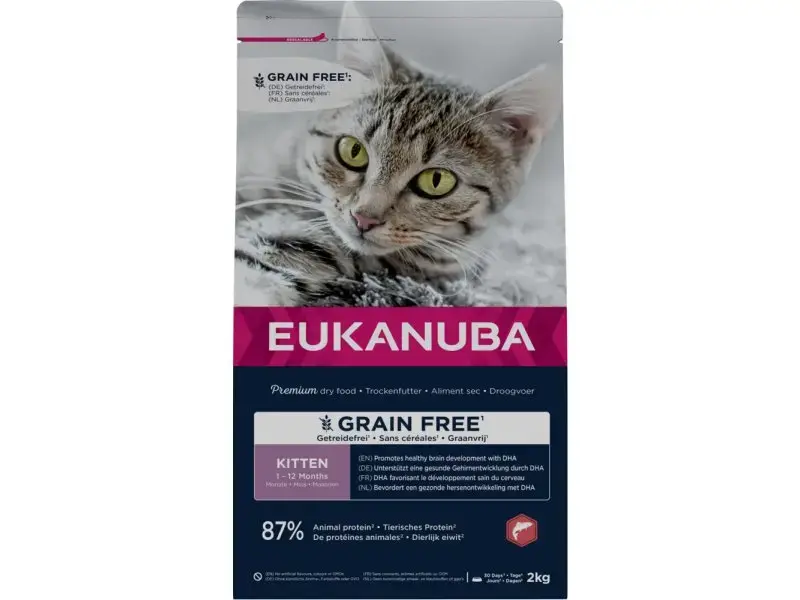 Sausā barība kaķēniem - Eukanuba CAT KITTEN GRAIN FREE Salmon 2 kg