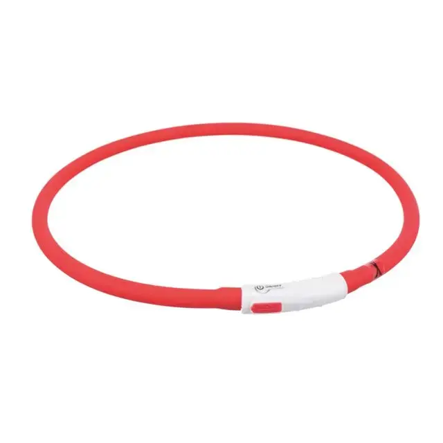 Atstarojoša kaklasiksna suņiem – Trixie Flash light ring USB, silicone, XS–XL: 70 cm|ø 10 mm, red