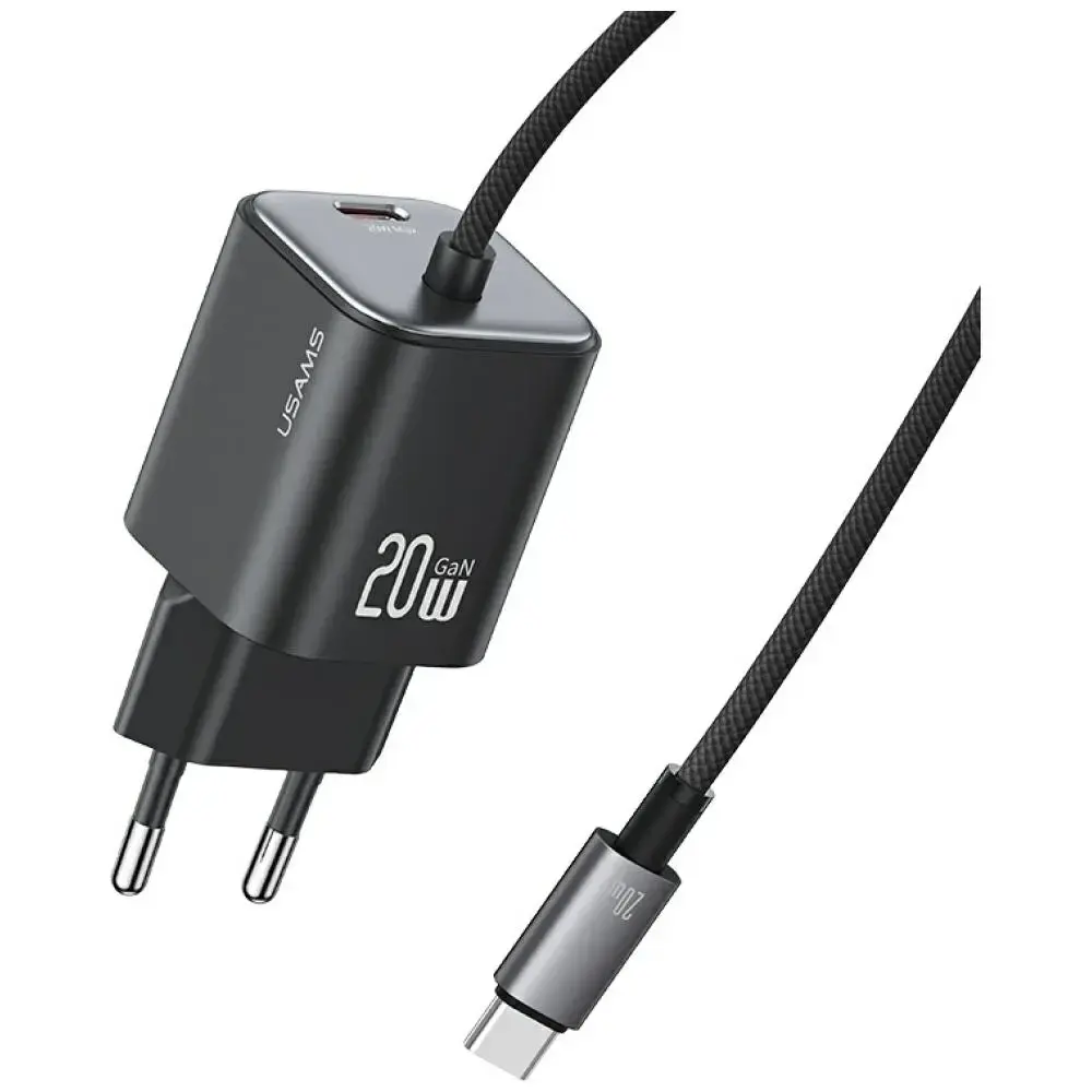 USAMS JC Series CC261 tīkla lādētājs | 20W | GaN | USB-C | melns