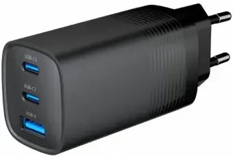 Power Delivery Charger tīkla lādētājs | 65W | GaN | USB-A, USB-C | melns