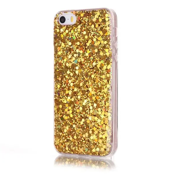Fusion Gold Sequins Back Case Silikona Aizsargapvalks Priekš Apple iPhone X | XS Zeltains