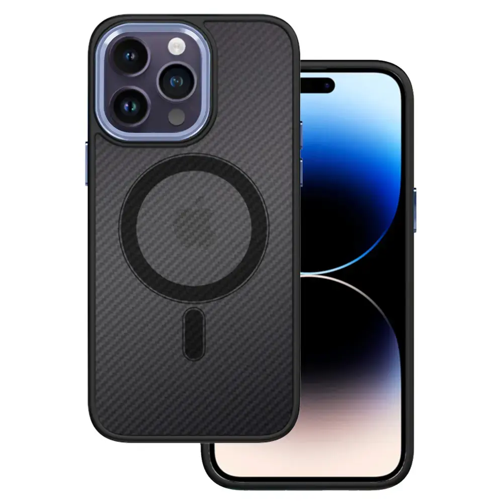 Tel Protect Magnetic Carbon maciņš ar MagSafe atbalstu telefonam iPhone 13 Pro melns violets