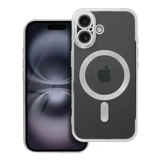Electro Mag maciņš ar MagSafe atbalstu telefonam iPhone 16 sudraba krāsā