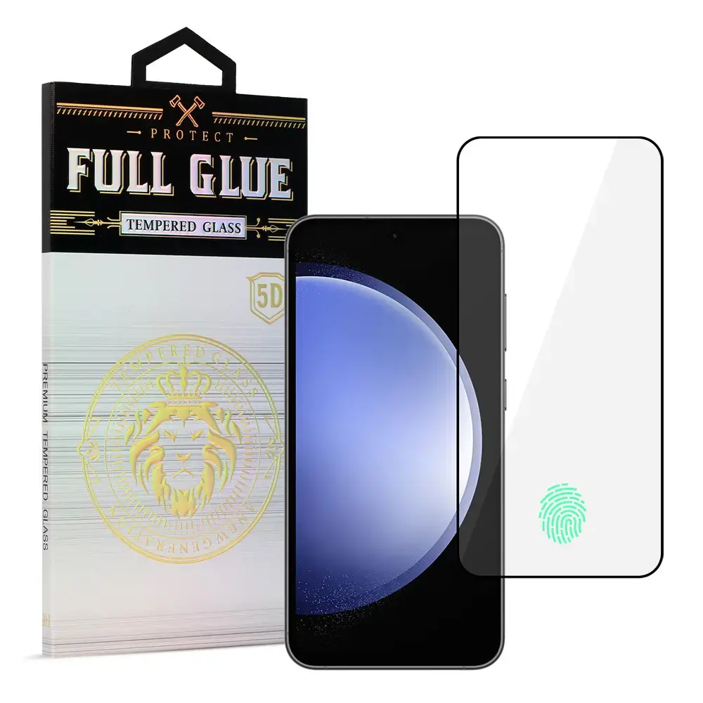 HARD Full Glue 5D aizsargstikls telefona ekrānam Galaxy S23 (saderīgs ar pirksta nospieduma sensoru)