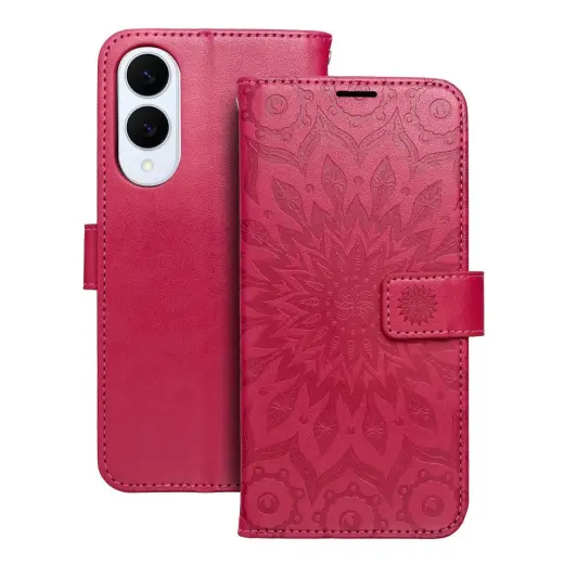 MEZZO mandala knyginio tipo telefono dėklas Samsung Galaxy S25 Edge (S937) rožinis