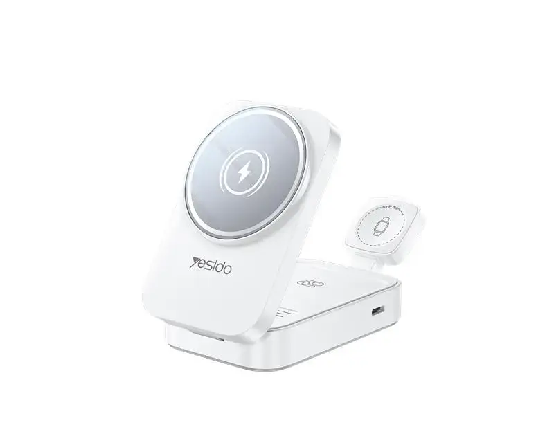 YESIDO INDUCTIVE CHARGER DS27 15W (STAND) 3IN1 FOR APPLE WATCH WHITE