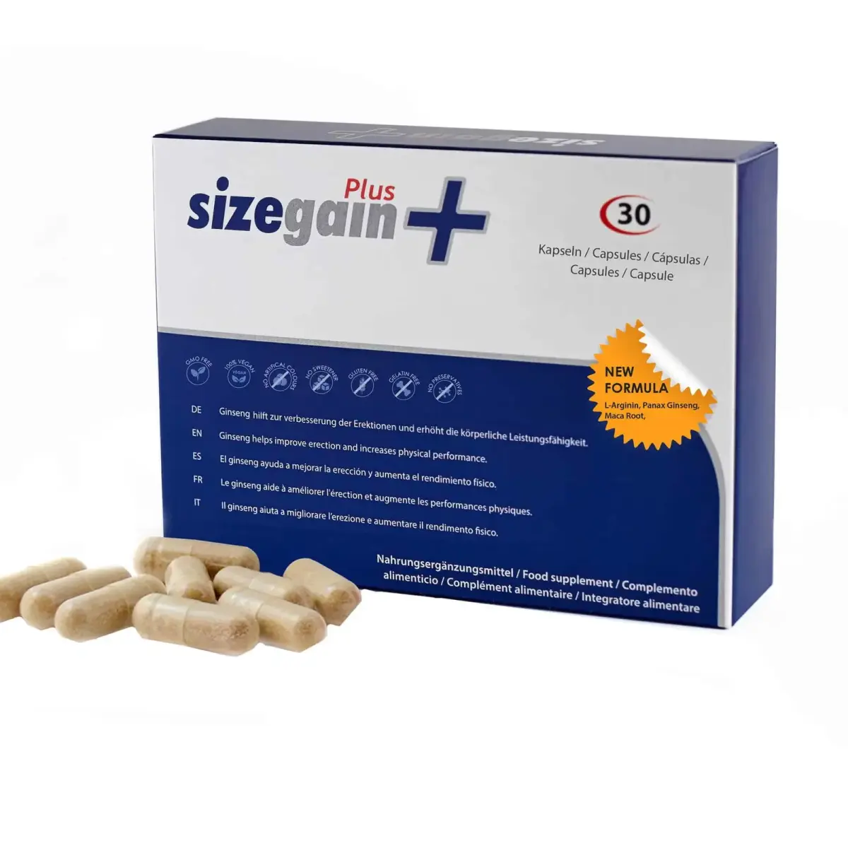 Sizegain, Sizegain Plus, Increase Male Virility & Sexual Potency, Capsules, 30 capsules