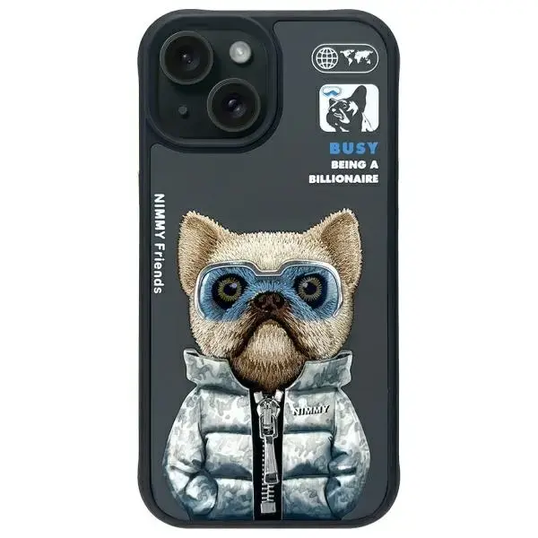 Nimmy etui iPhone 15 6.1" czarny|black    Cool&Cute 2.0 Dog