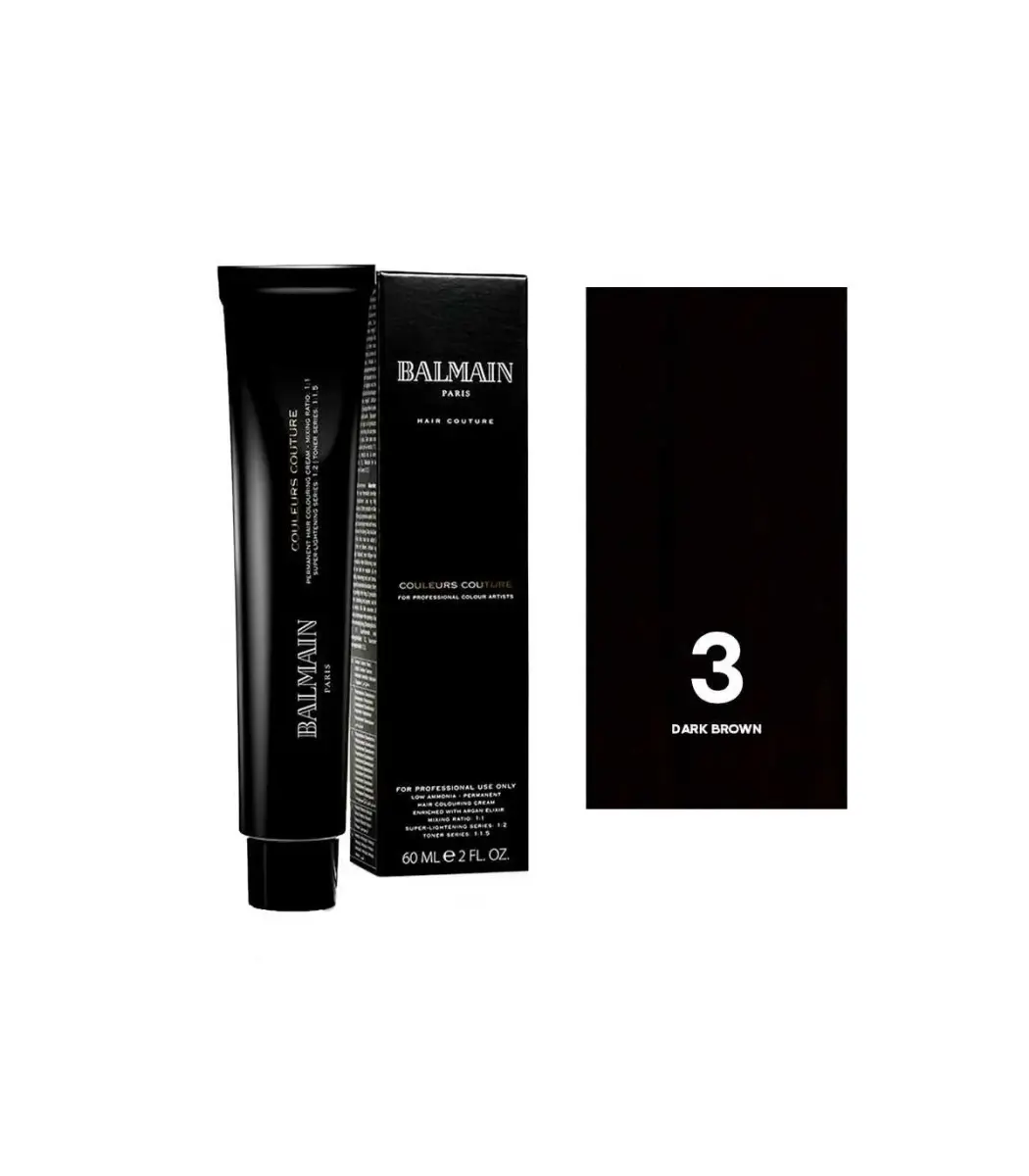 Balmain Professionnel, Couleurs Couture, Permanent Hair Dye, 3 Dark Brown, 60 ml