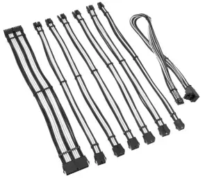 PSU kabeļu pagarinātāji Kolink Core Pro Braided Cable Extension Kit 12V-2x6 Type 1 - Jet Black| White