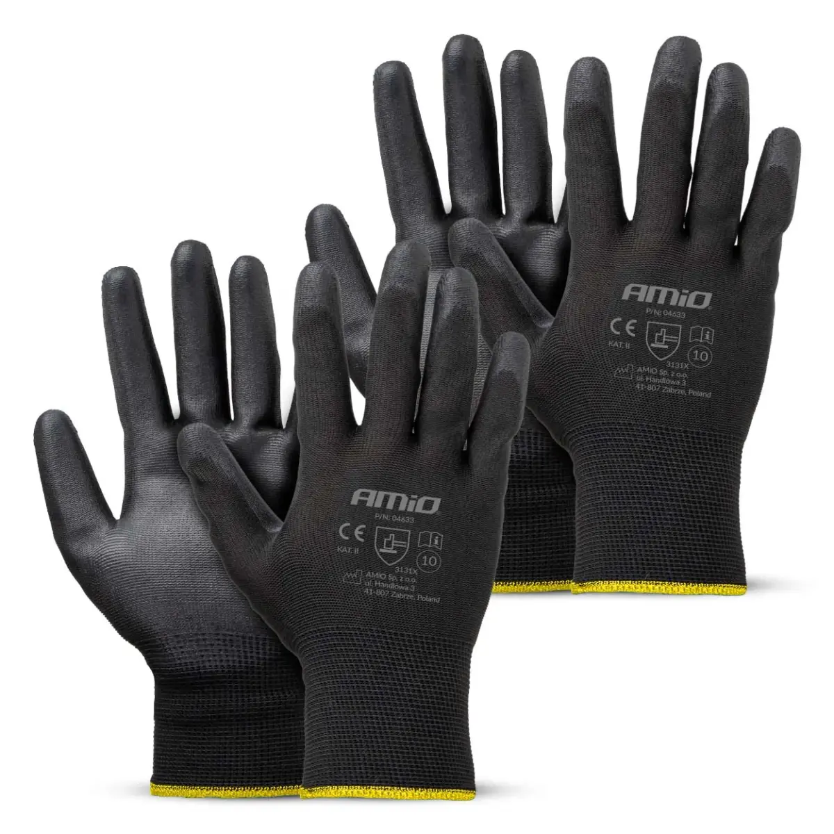 PU Safety gloves 4 pcs Size 10 (2 pairs), 3131X AMIO-04633