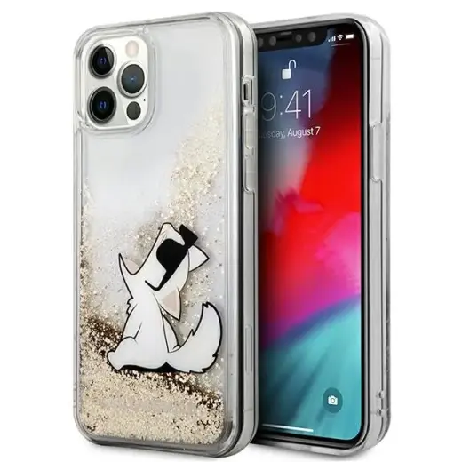 Karl Lagerfeld KLHCP12LGCFD iPhone 12 Pro Max złoty|gold hardcase Liquid Glitter Choupette Fun