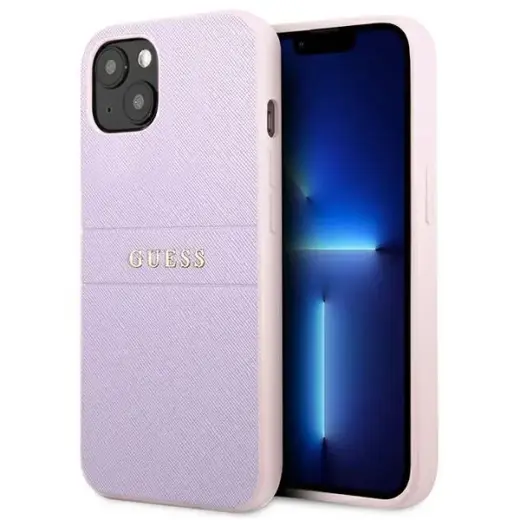 Guess GUHCP13MPSASBPU iPhone 13 | 14 |  15 6.1" fioletowy|purple Saffiano Hot Stamp & Metal Logo