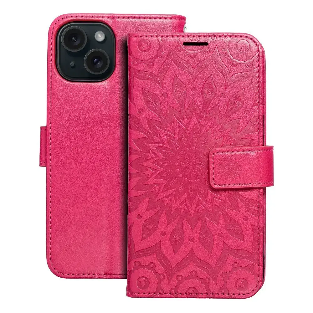 MEZZO mandala grāmatveida maciņš telefonam iPhone 15 violets