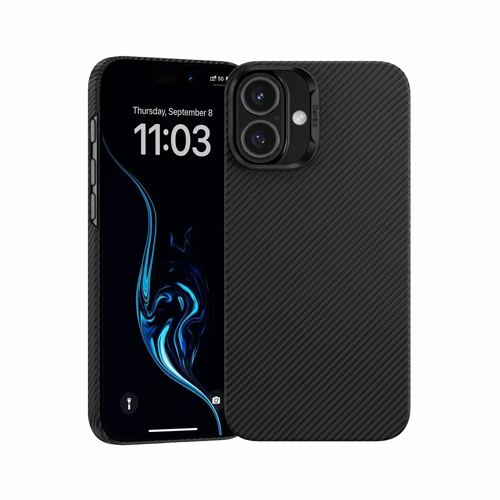 Benks Magnetic Armor Air Kevlar PC Frame 600D maciņš telefonam iPhone 16 Plus melns