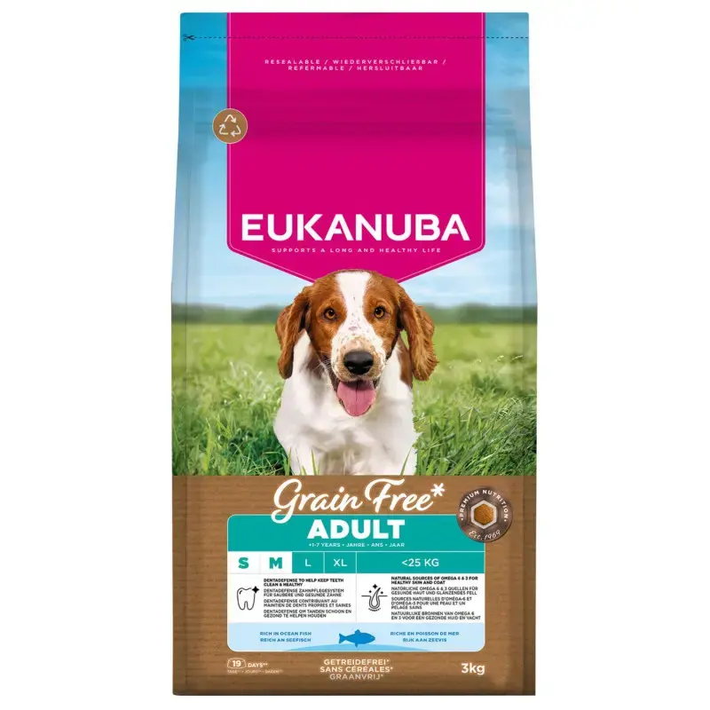 Sausa barība suņiem - Eukanuba Adult Small & Medium Grain Free OCEAN FISH 3 kg