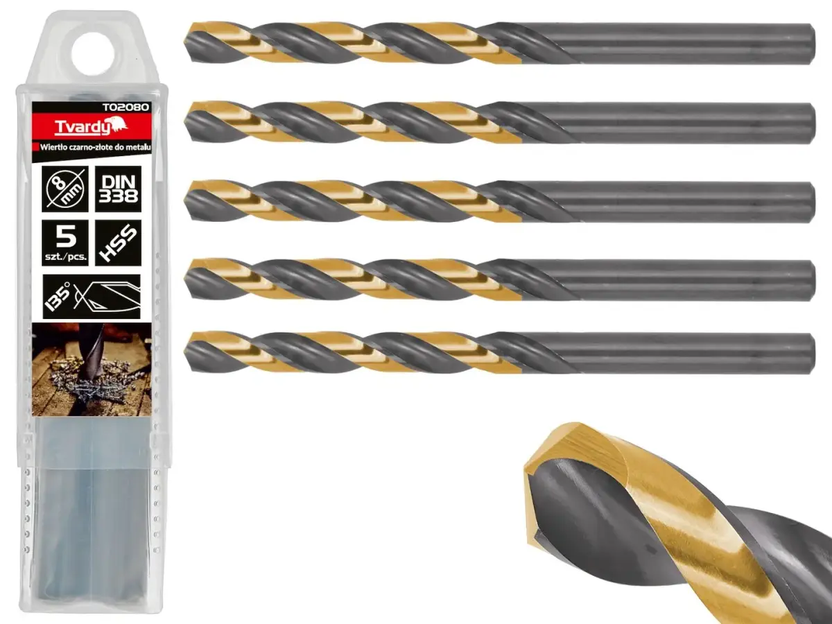 HSS 8.00mm Melns un Zelts Metāla Vītņurbis