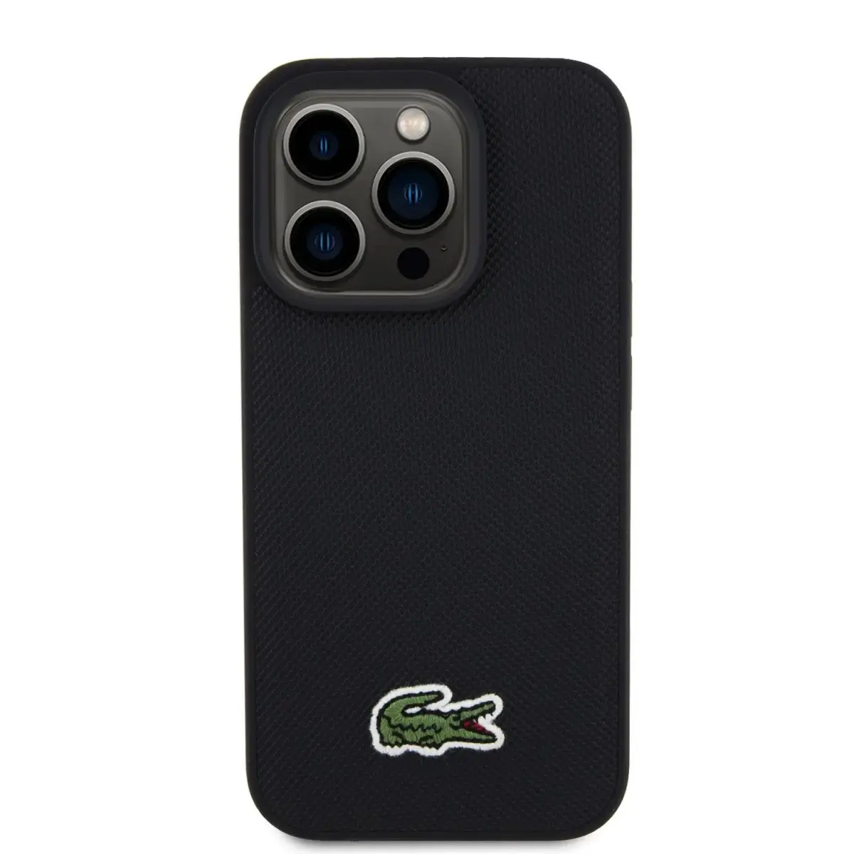 Lacoste Iconic Petit Pique Woven Logo MagSafe Case for iPhone 15 Pro Max Black