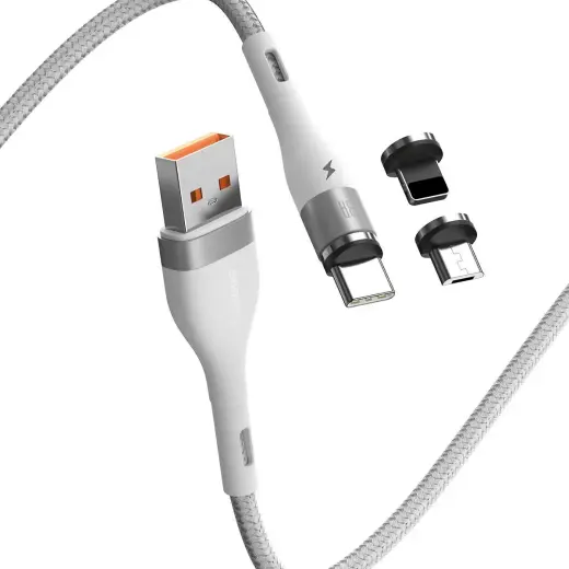USB Baseus Fast 4in1 USB to USB-C | Lightning | Micro 3A 1m (white)